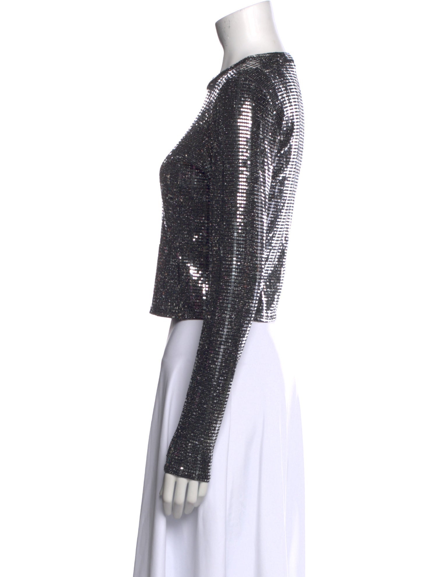 Alice + Olivia Crew Neck Long Sleeve Crop Top