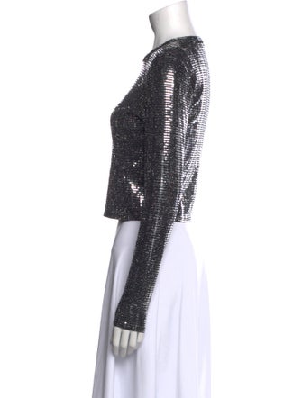 Alice + Olivia Crew Neck Long Sleeve Crop Top