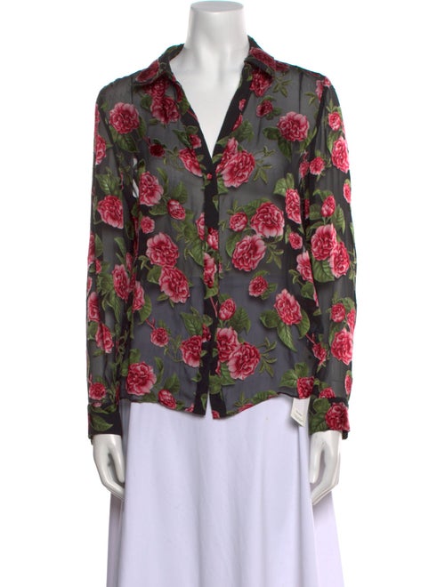 Alice + Olivia Floral Print Long Sleeve Blouse