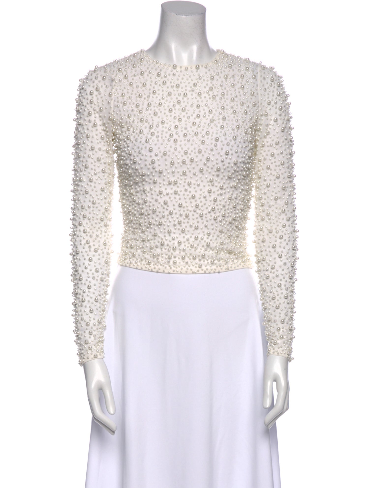 Alice + Olivia Crew Neck Long Sleeve Crop Top