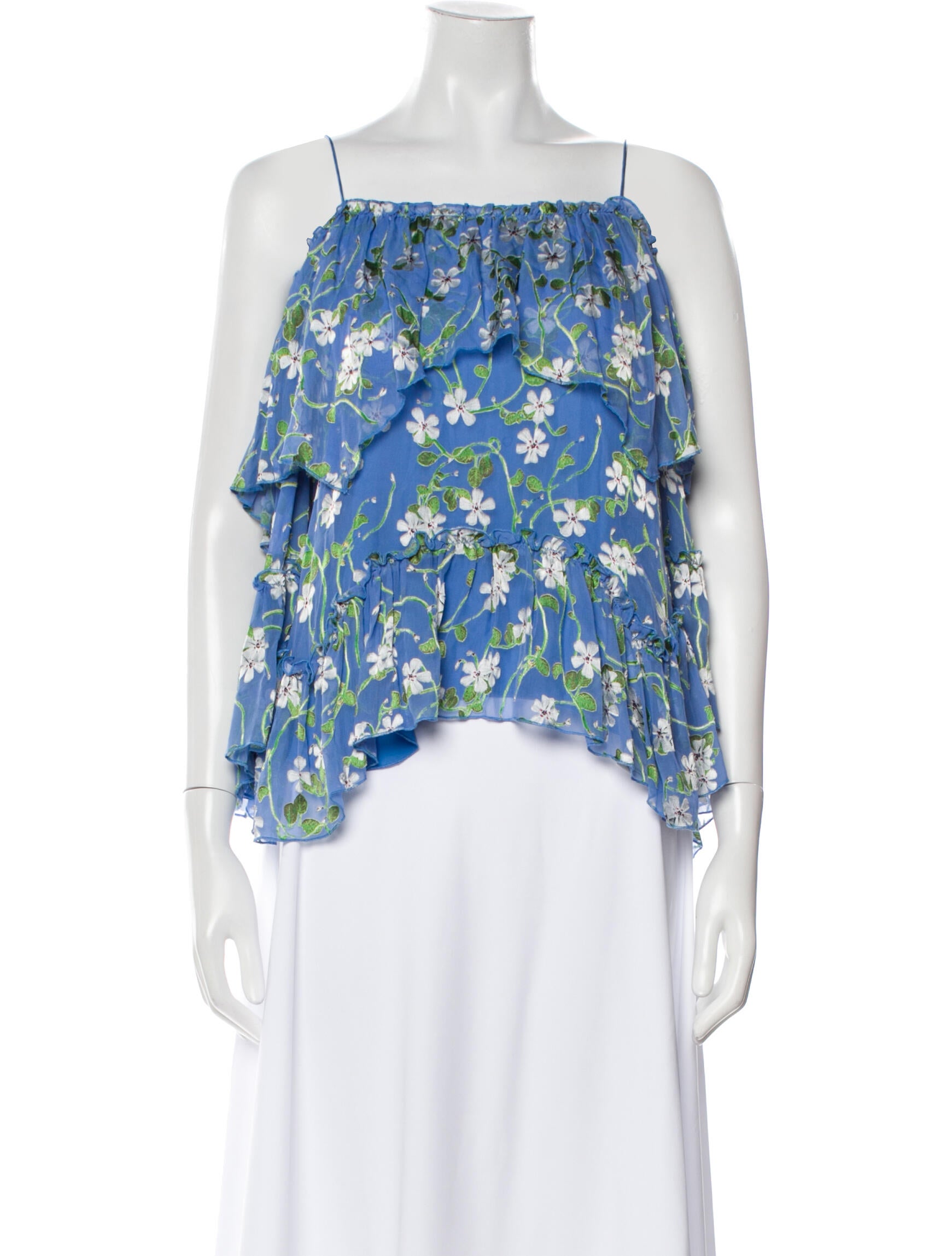 Alice + Olivia Floral Print Square Neckline Crop Top