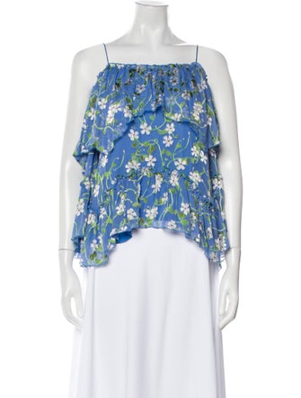 Alice + Olivia Floral Print Square Neckline Crop Top