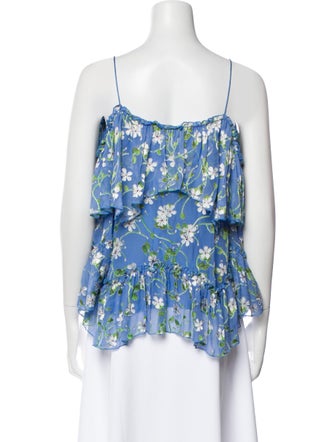 Alice + Olivia Floral Print Square Neckline Crop Top