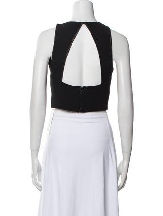 Alice + Olivia Lamb Leather Crew Neck Crop Top
