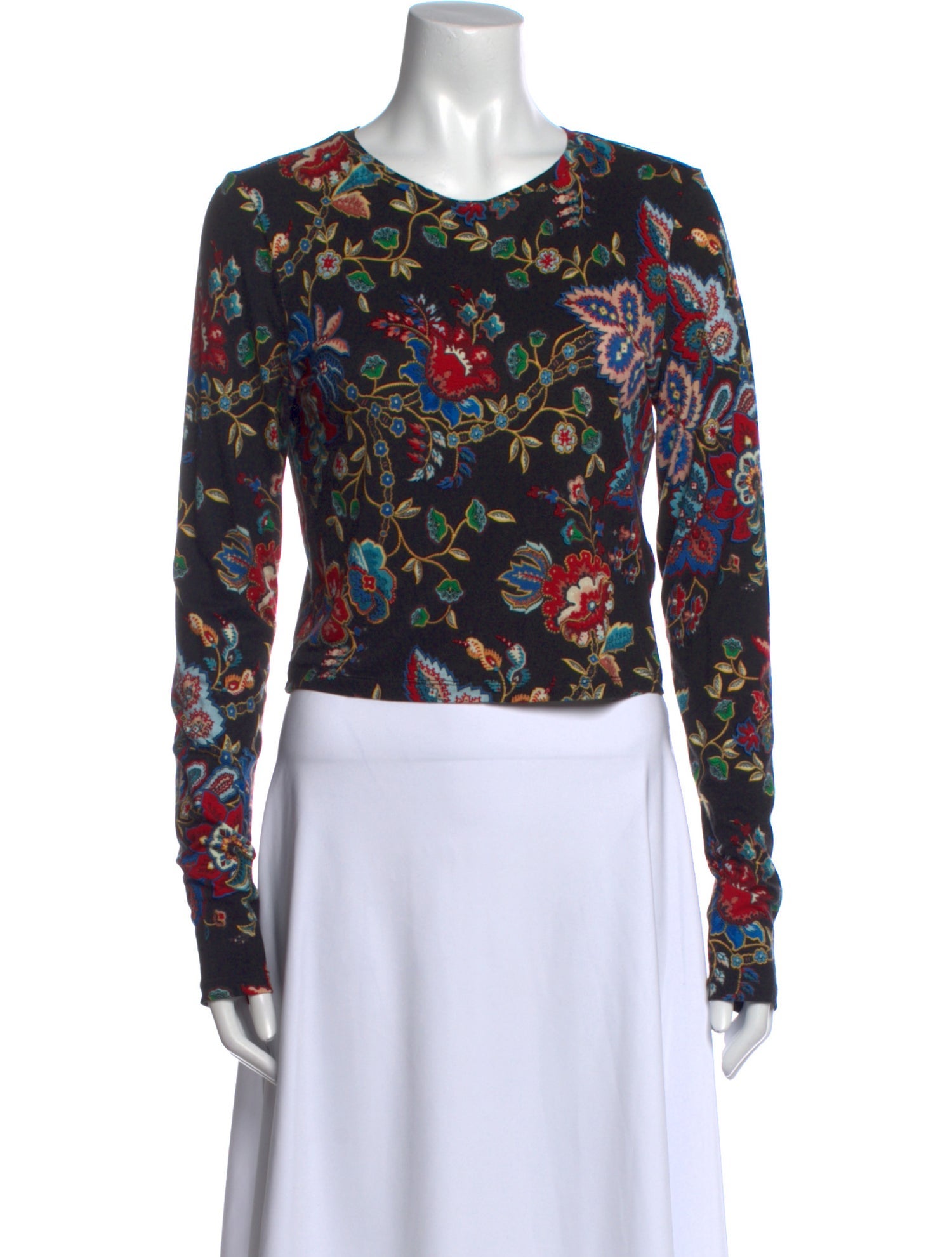 Alice + Olivia Floral Print Crew Neck Crop Top