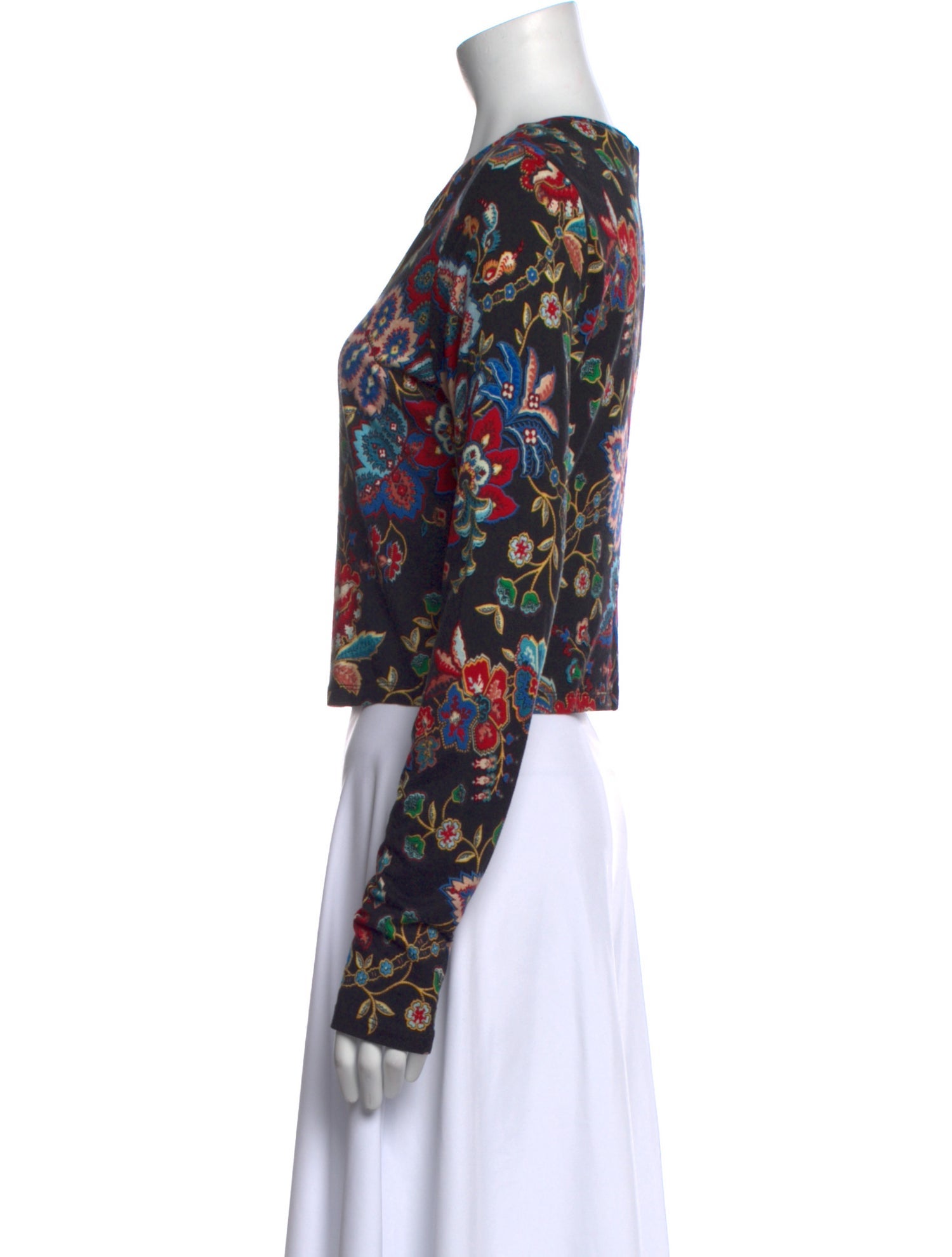 Alice + Olivia Floral Print Crew Neck Crop Top