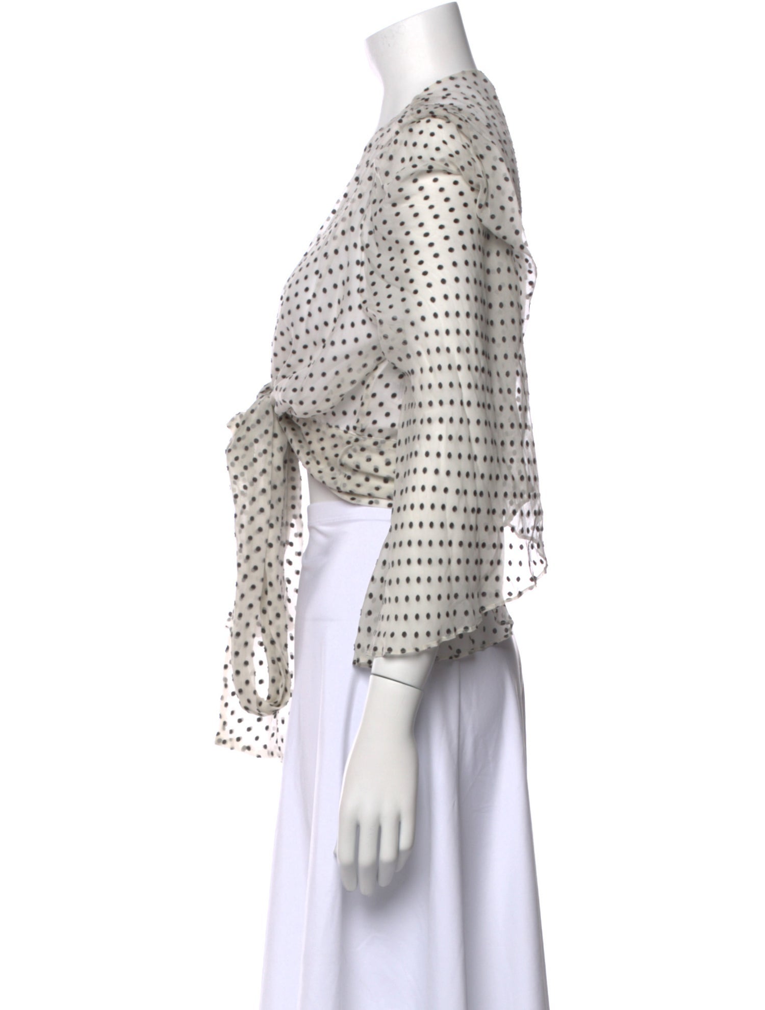 Alice + Olivia Polka Dot Print V-Neck Crop Top