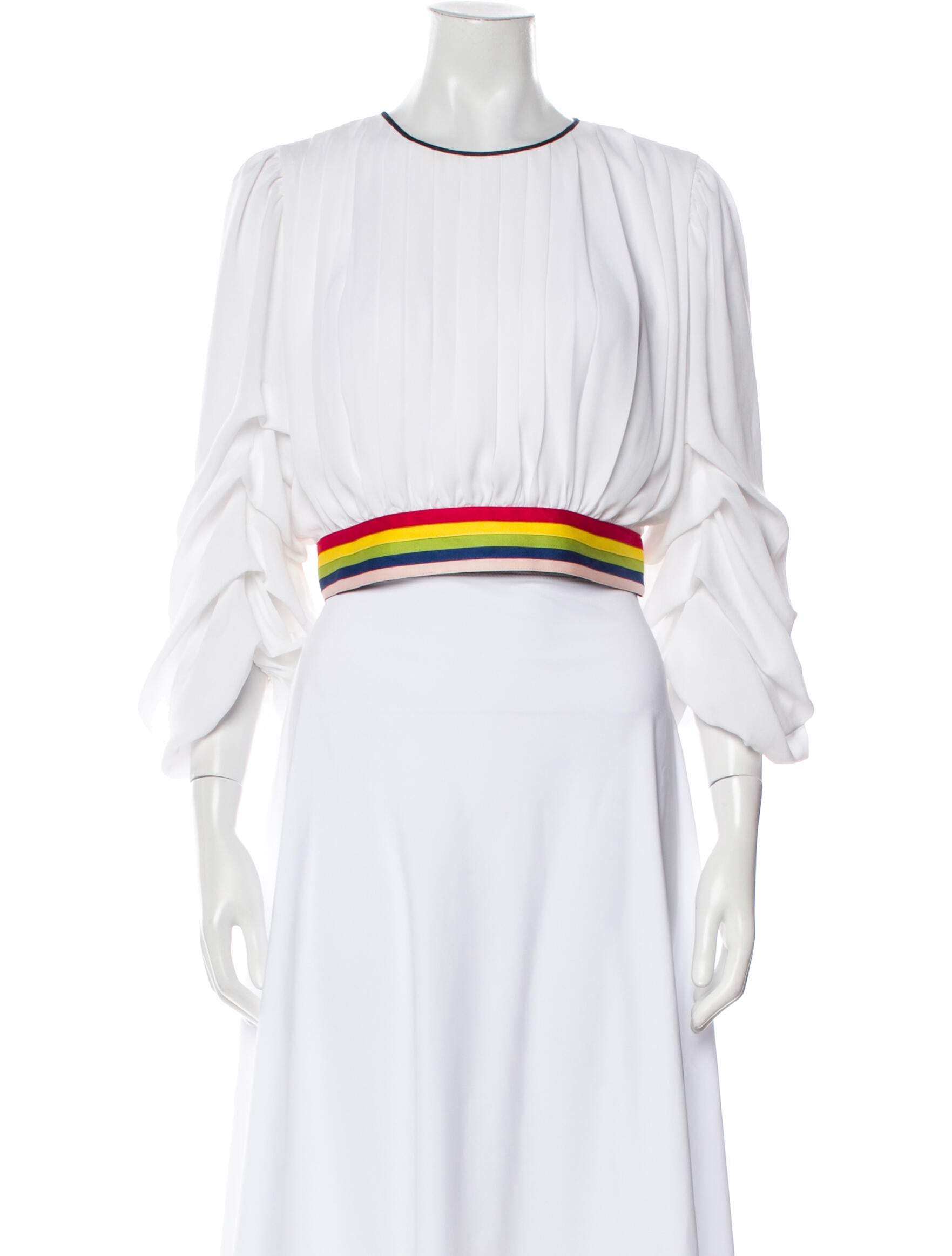 Alice + Olivia Crew Neck Three-Quarter Sleeve Crop Top