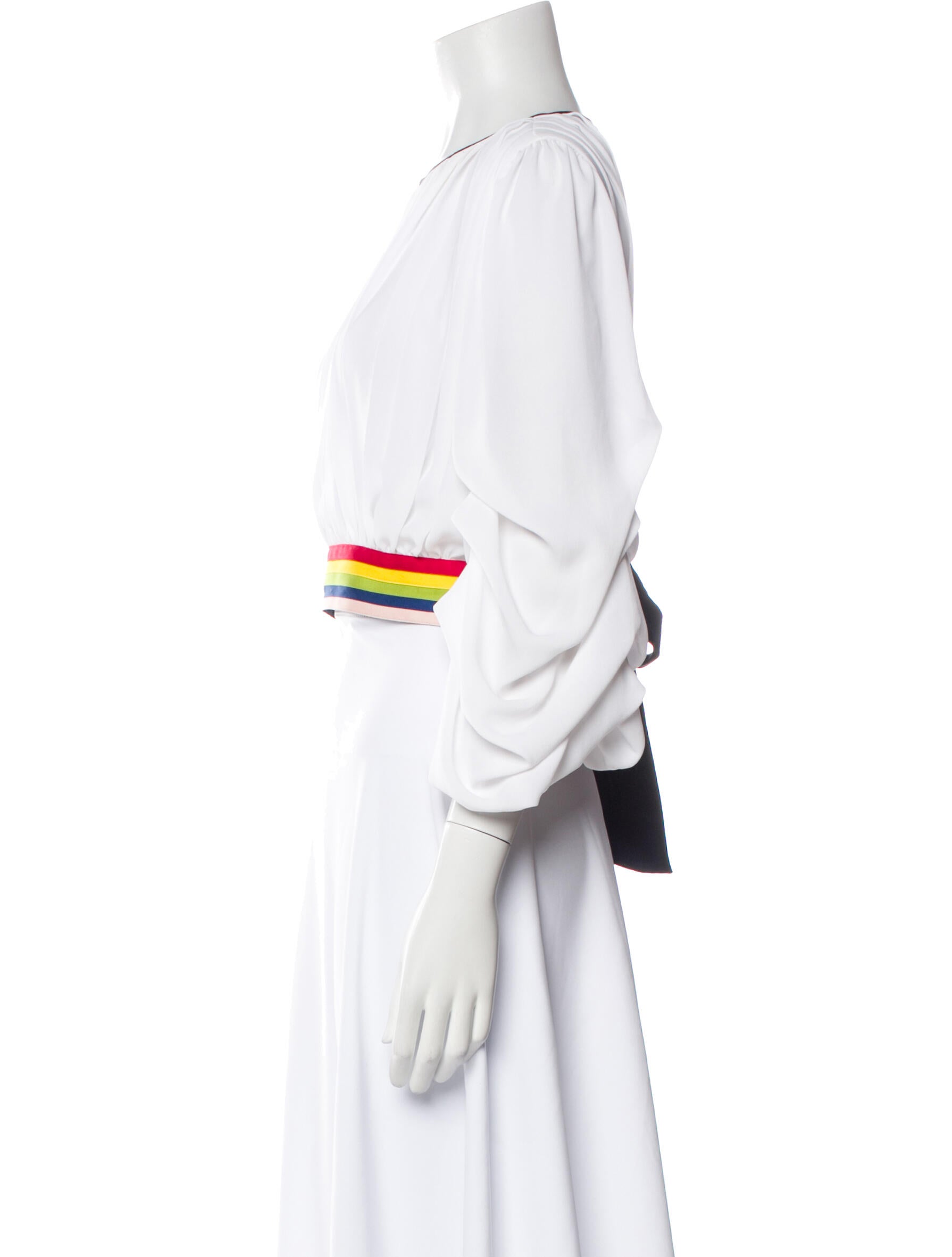 Alice + Olivia Crew Neck Three-Quarter Sleeve Crop Top