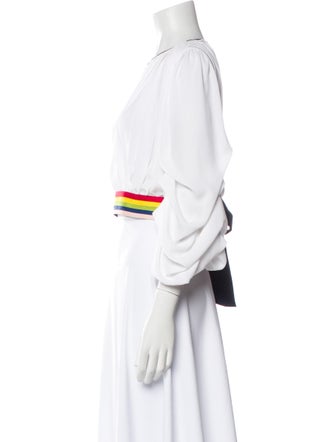 Alice + Olivia Crew Neck Three-Quarter Sleeve Crop Top