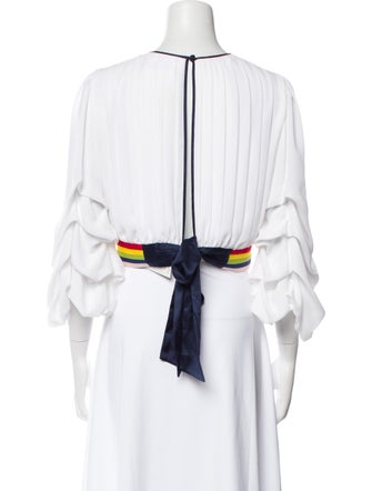 Alice + Olivia Crew Neck Three-Quarter Sleeve Crop Top