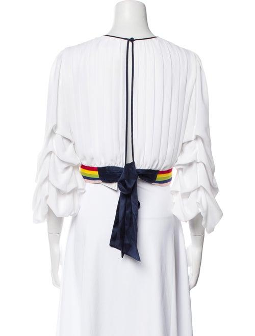 Alice + Olivia Crew Neck Three-Quarter Sleeve Crop Top