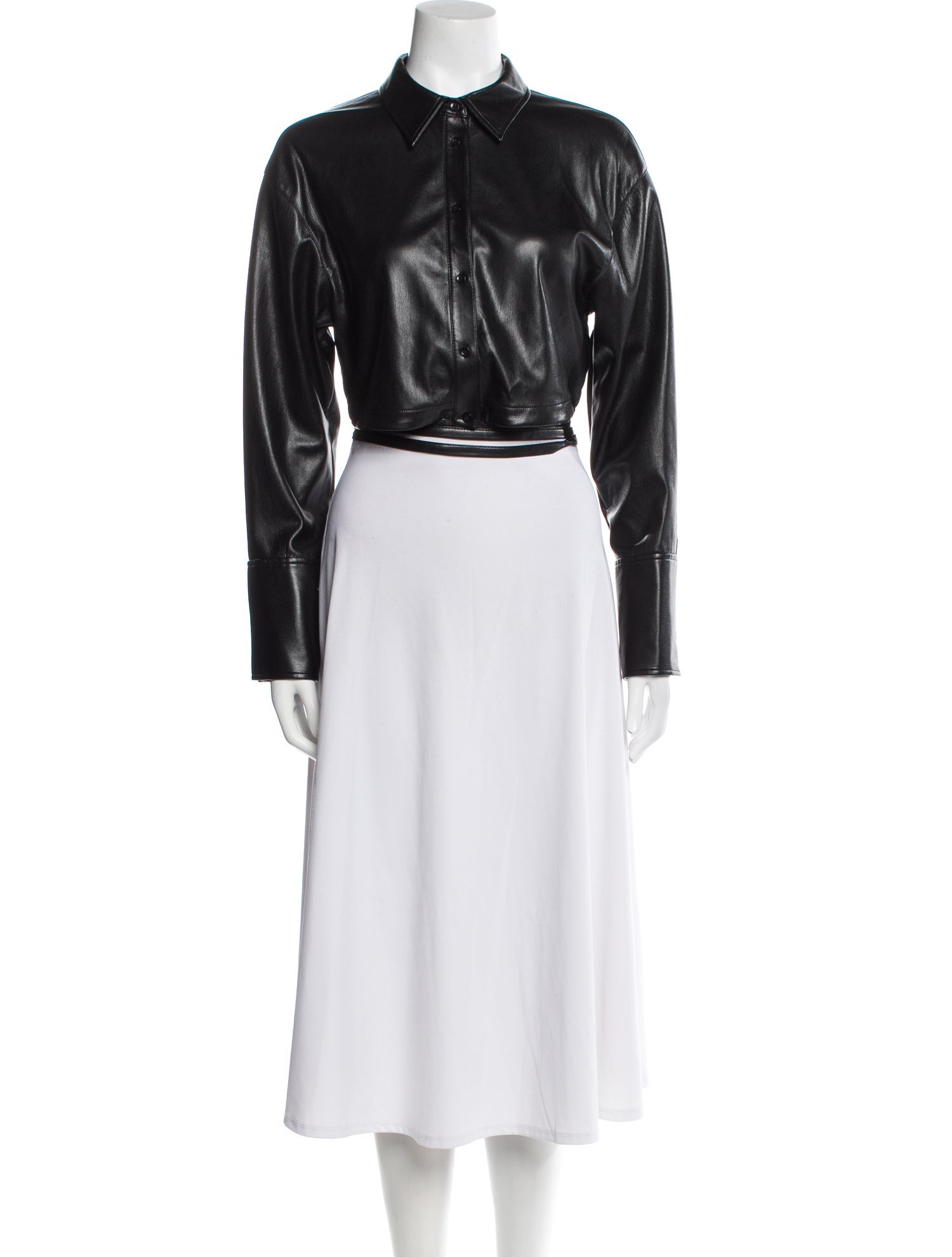 Alice + Olivia Faux Leather Mock Neck Crop Top