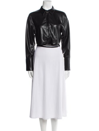 Alice + Olivia Faux Leather Mock Neck Crop Top