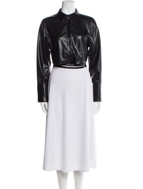 Alice + Olivia Faux Leather Mock Neck Crop Top