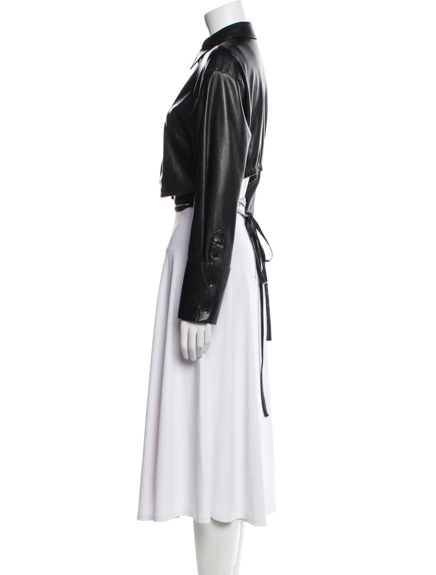 Alice + Olivia Faux Leather Mock Neck Crop Top