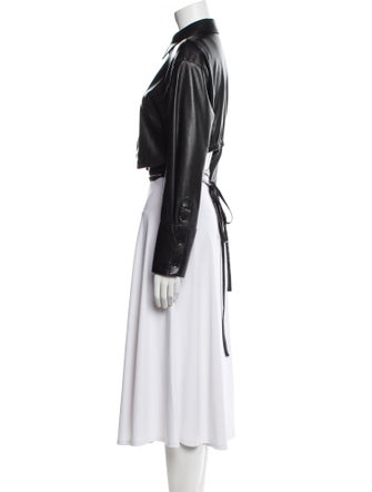 Alice + Olivia Faux Leather Mock Neck Crop Top