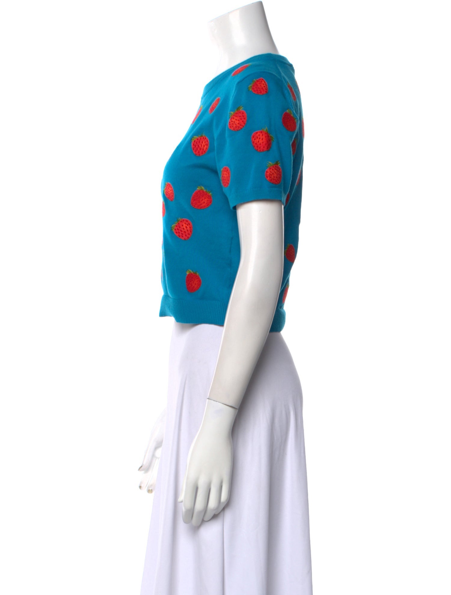 Alice + Olivia Polka Dot Print Crew Neck Crop Top