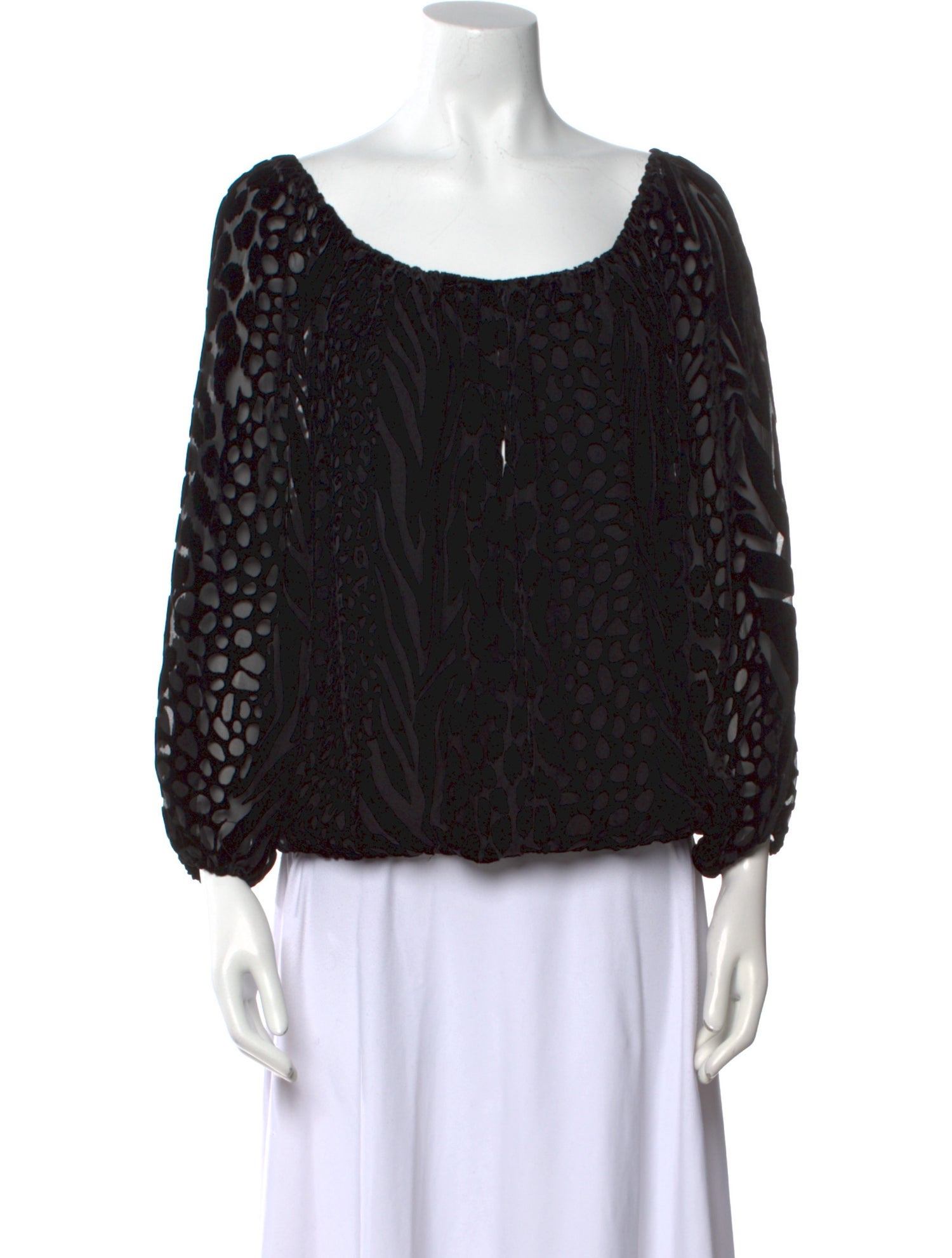 Alice + Olivia Animal Print Bateau Neckline Blouse