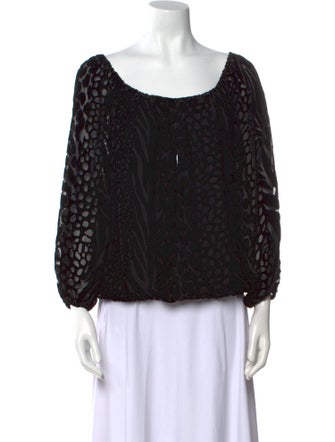 Alice + Olivia Animal Print Bateau Neckline Blouse