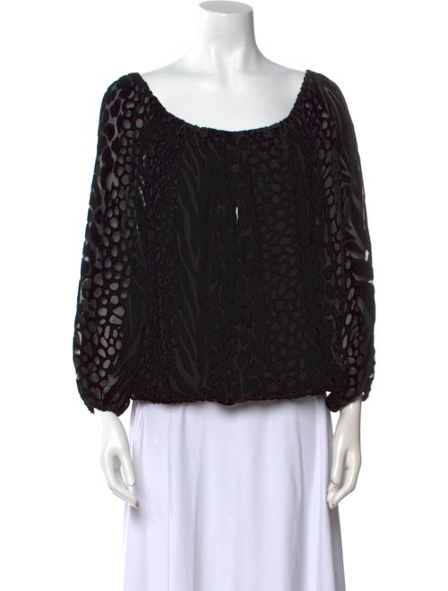 Alice + Olivia Animal Print Bateau Neckline Blouse
