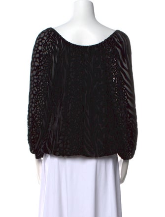 Alice + Olivia Animal Print Bateau Neckline Blouse