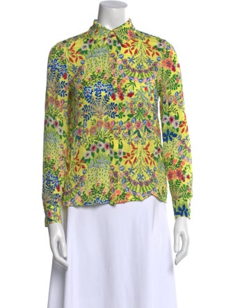 Alice + Olivia Floral Print Long Sleeve Button-Up Top