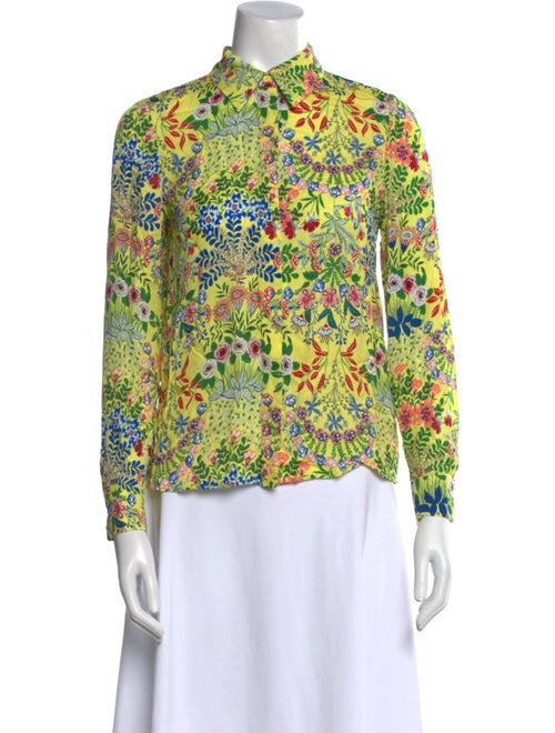 Alice + Olivia Floral Print Long Sleeve Button-Up Top