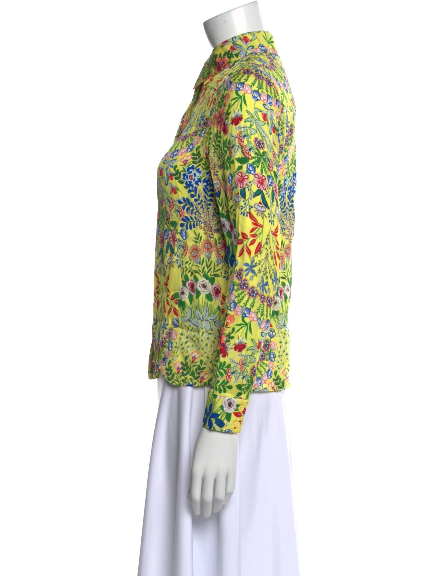 Alice + Olivia Floral Print Long Sleeve Button-Up Top