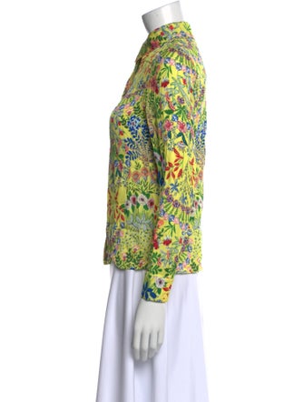 Alice + Olivia Floral Print Long Sleeve Button-Up Top