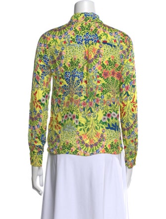 Alice + Olivia Floral Print Long Sleeve Button-Up Top
