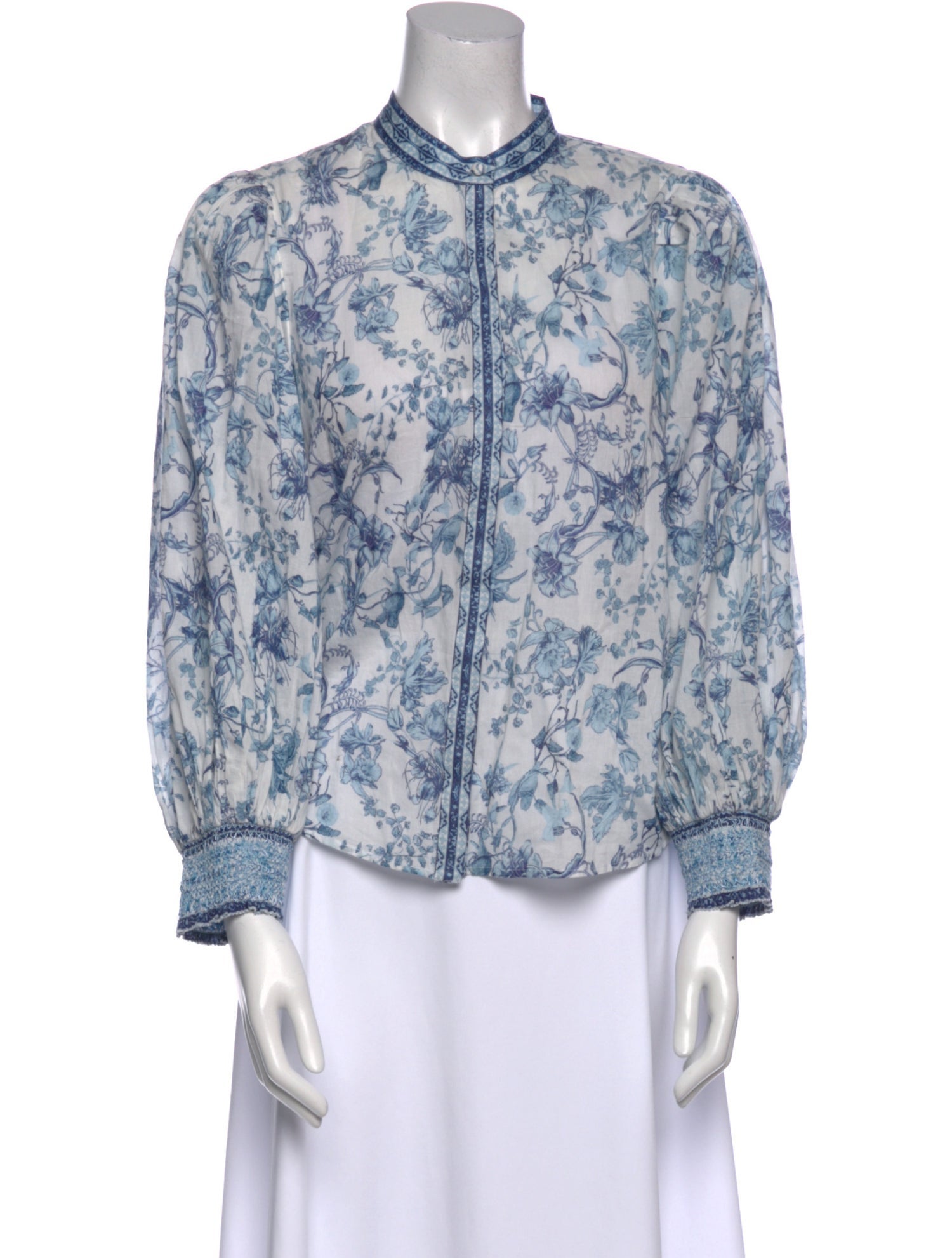 Alice + Olivia Floral Print Mock Neck Blouse