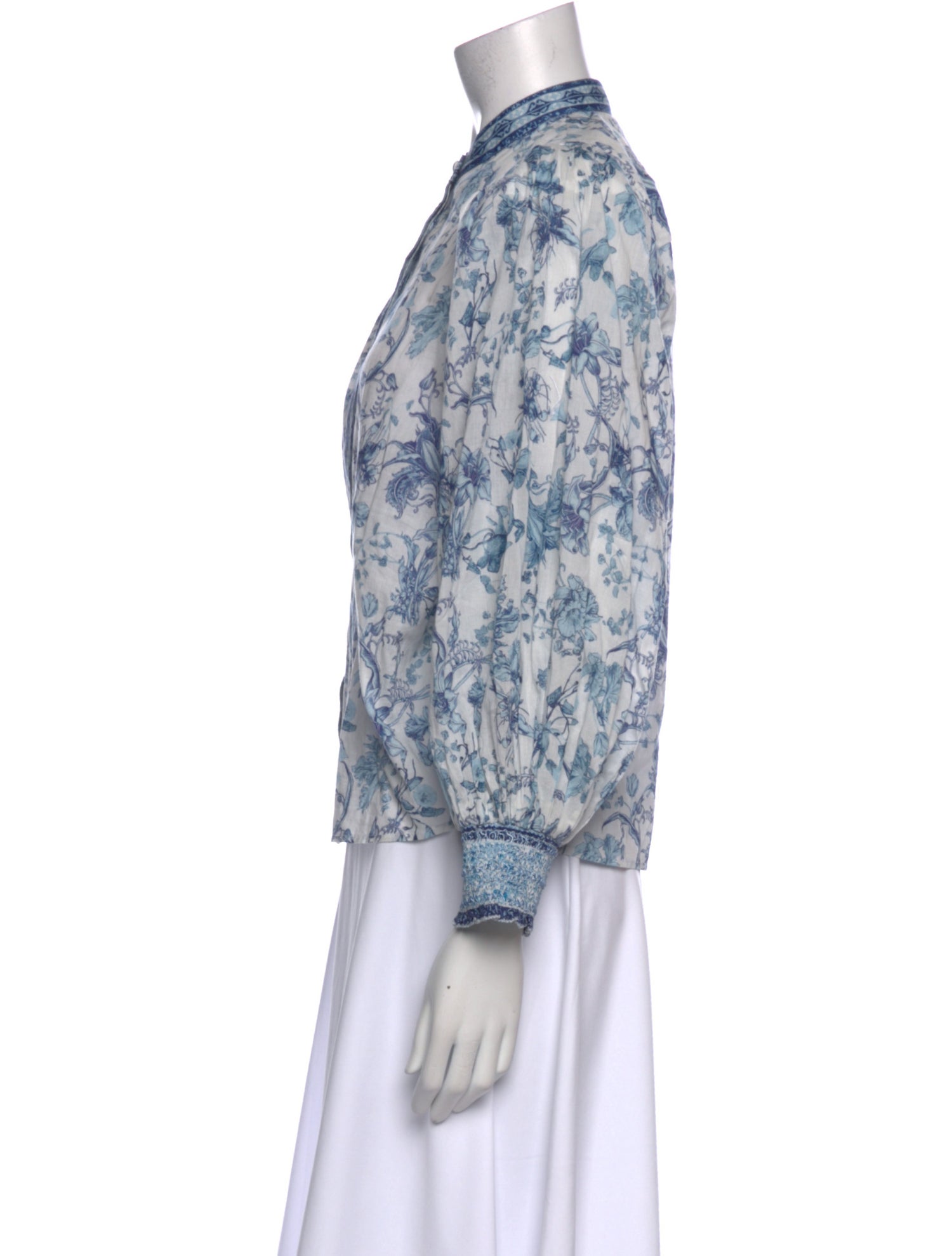 Alice + Olivia Floral Print Mock Neck Blouse