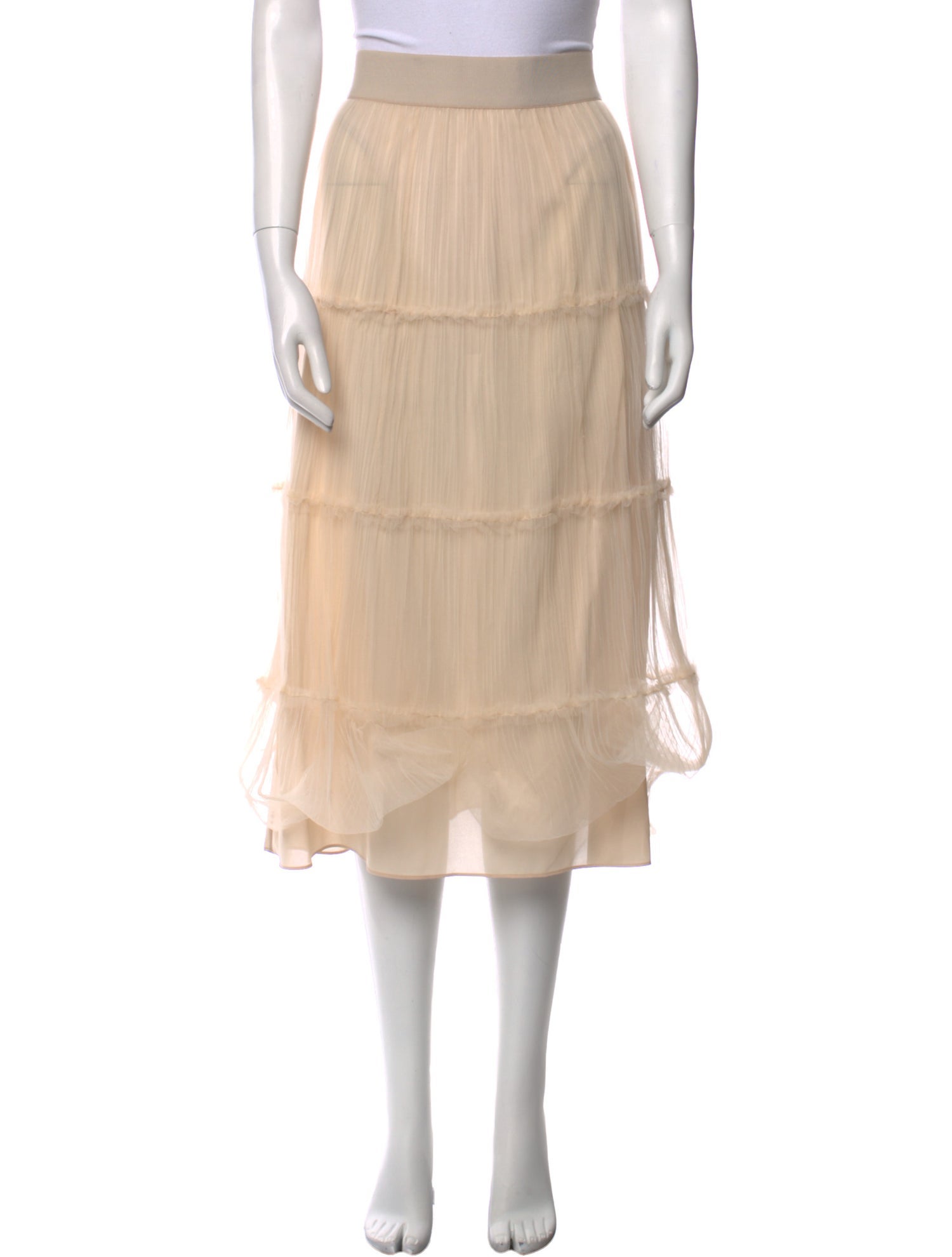 Alice + Olivia Mesh Accents Midi Length Skirt