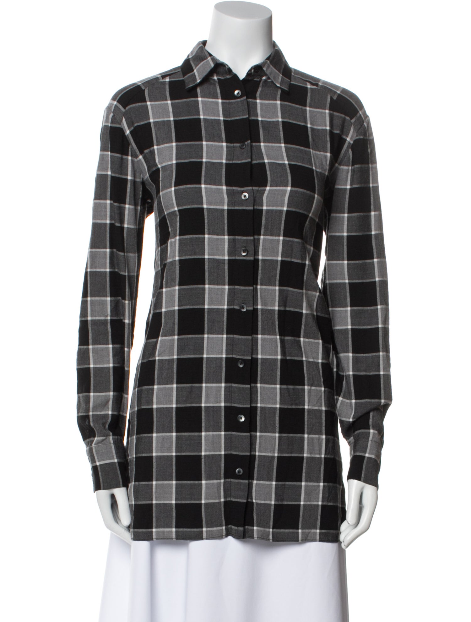 Alice + Olivia Plaid Print Long Sleeve Button-Up Top