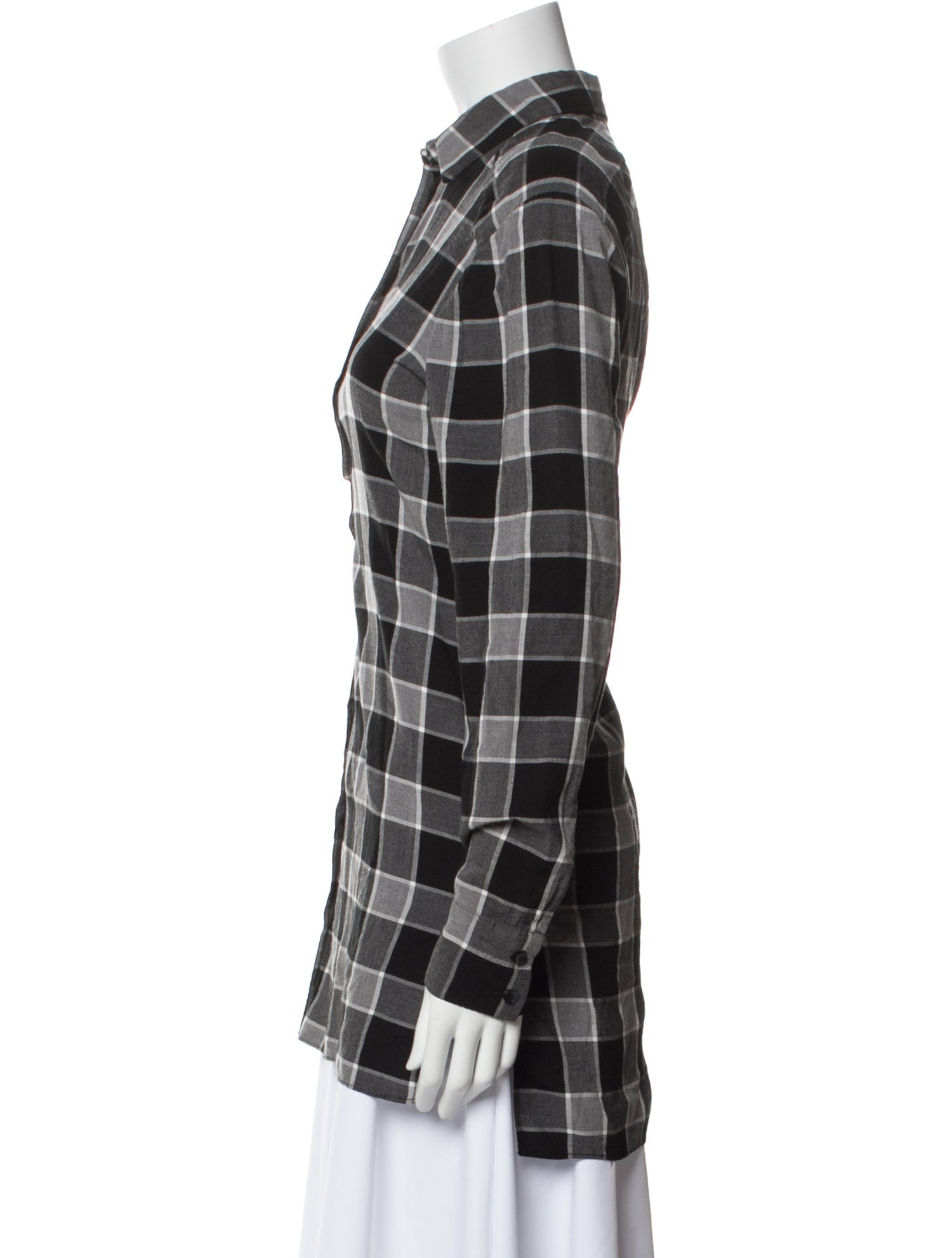Alice + Olivia Plaid Print Long Sleeve Button-Up Top
