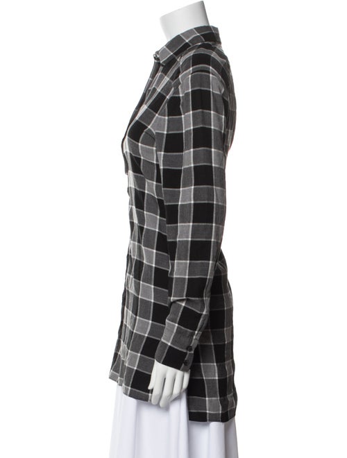 Alice + Olivia Plaid Print Long Sleeve Button-Up Top