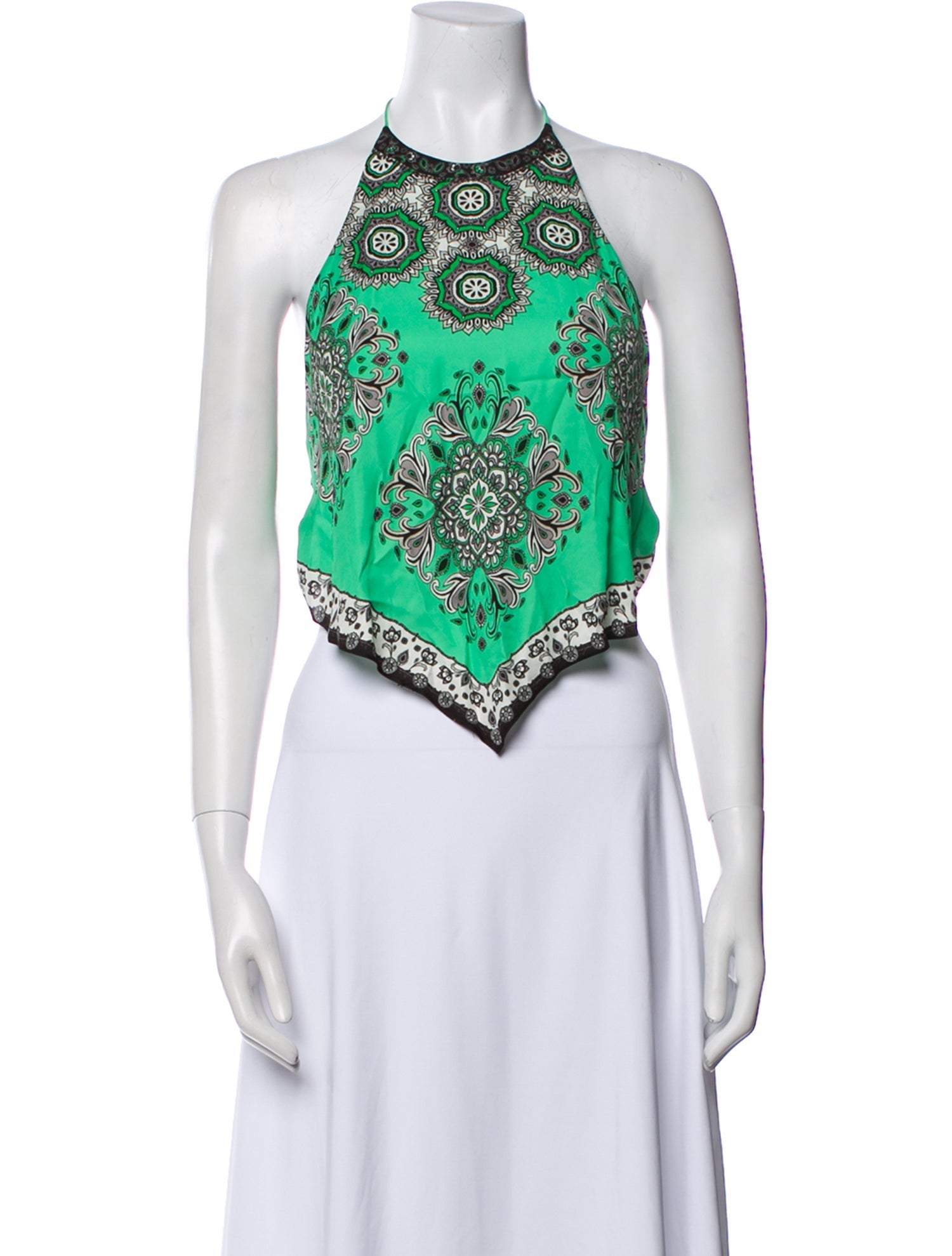 Alice + Olivia Paisley Print Halterneck Crop Top