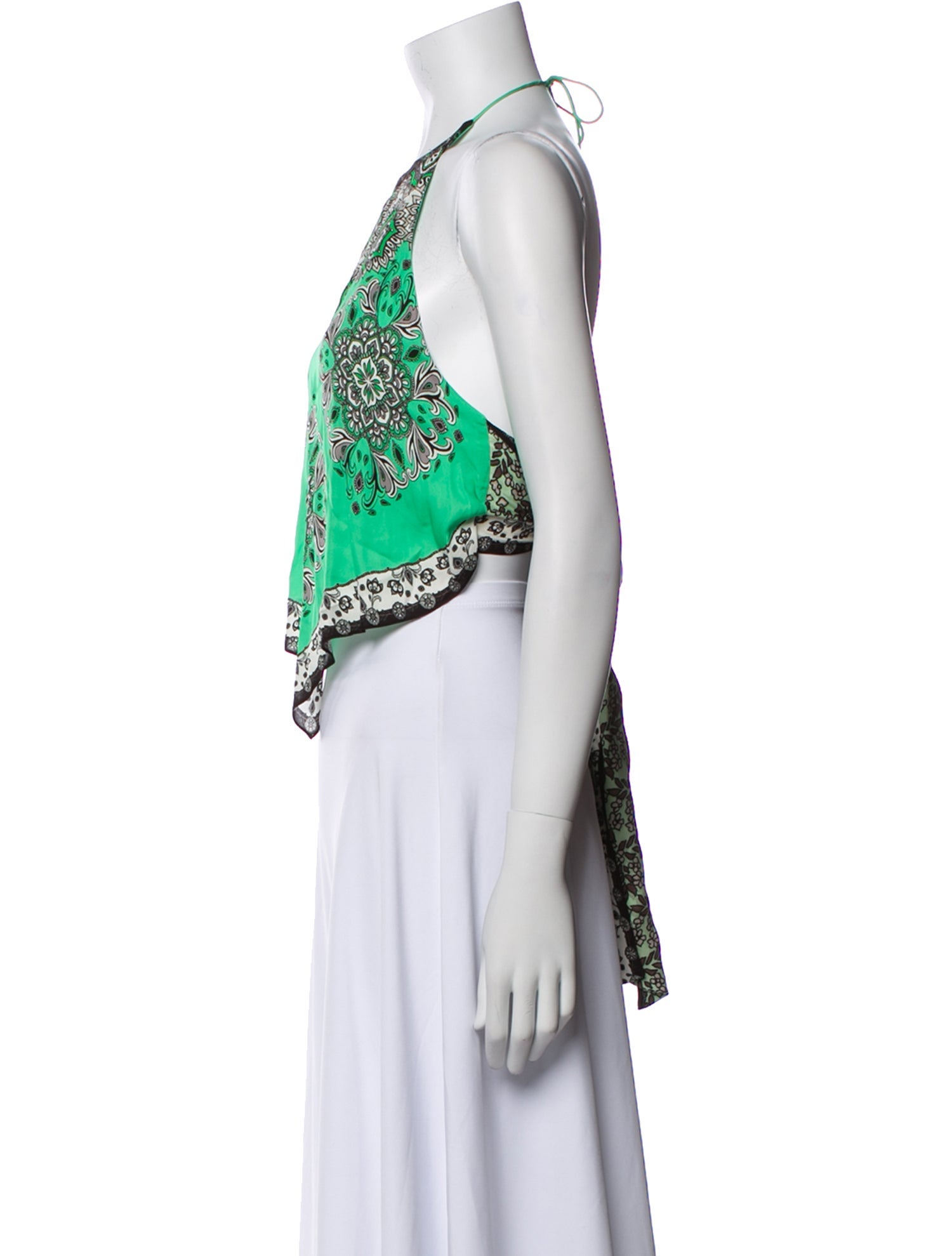 Alice + Olivia Paisley Print Halterneck Crop Top