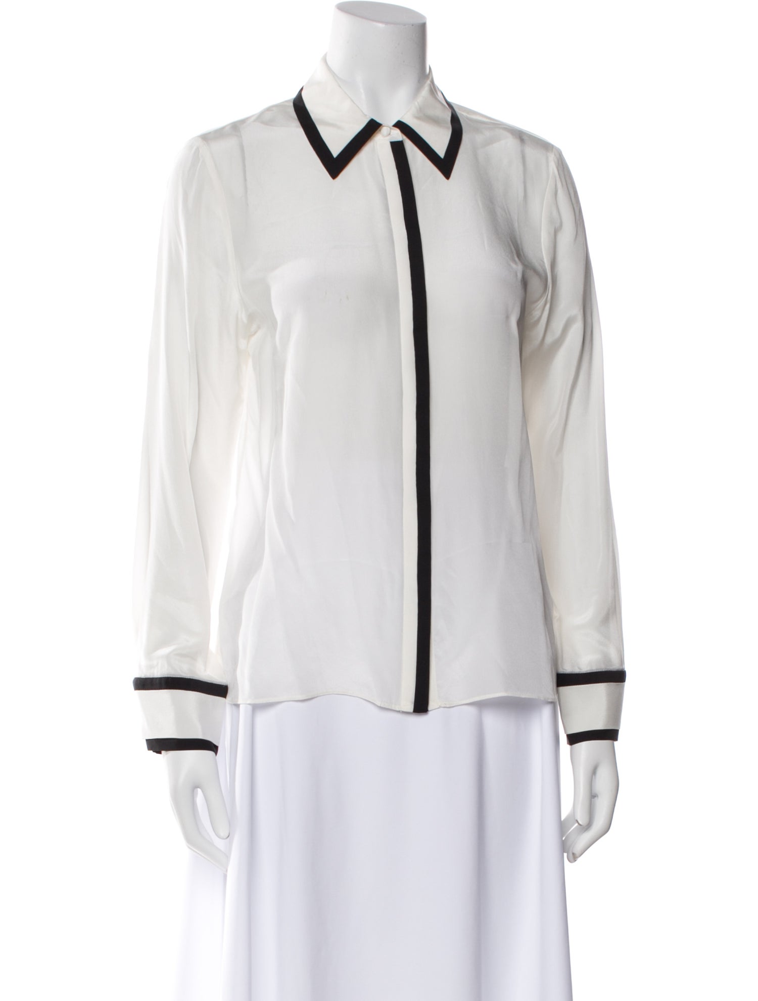 Alice + Olivia Silk Long Sleeve Button-Up Top