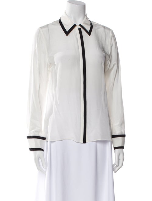 Alice + Olivia Silk Long Sleeve Button-Up Top