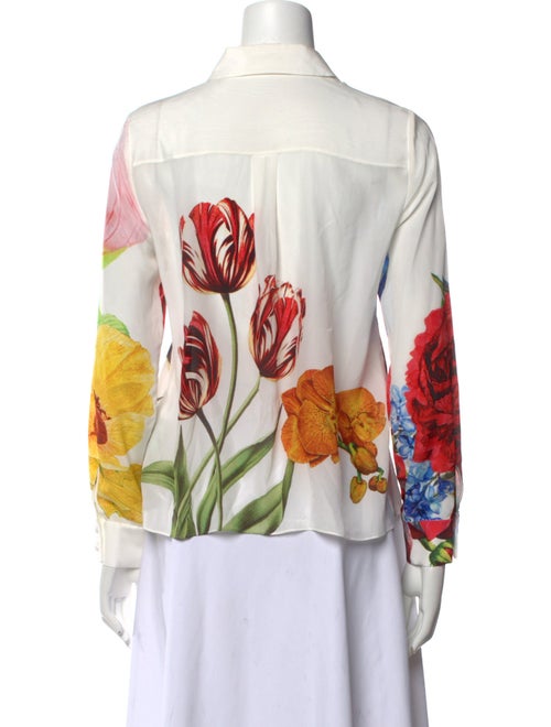Alice + Olivia Silk Floral Print Button-Up Top
