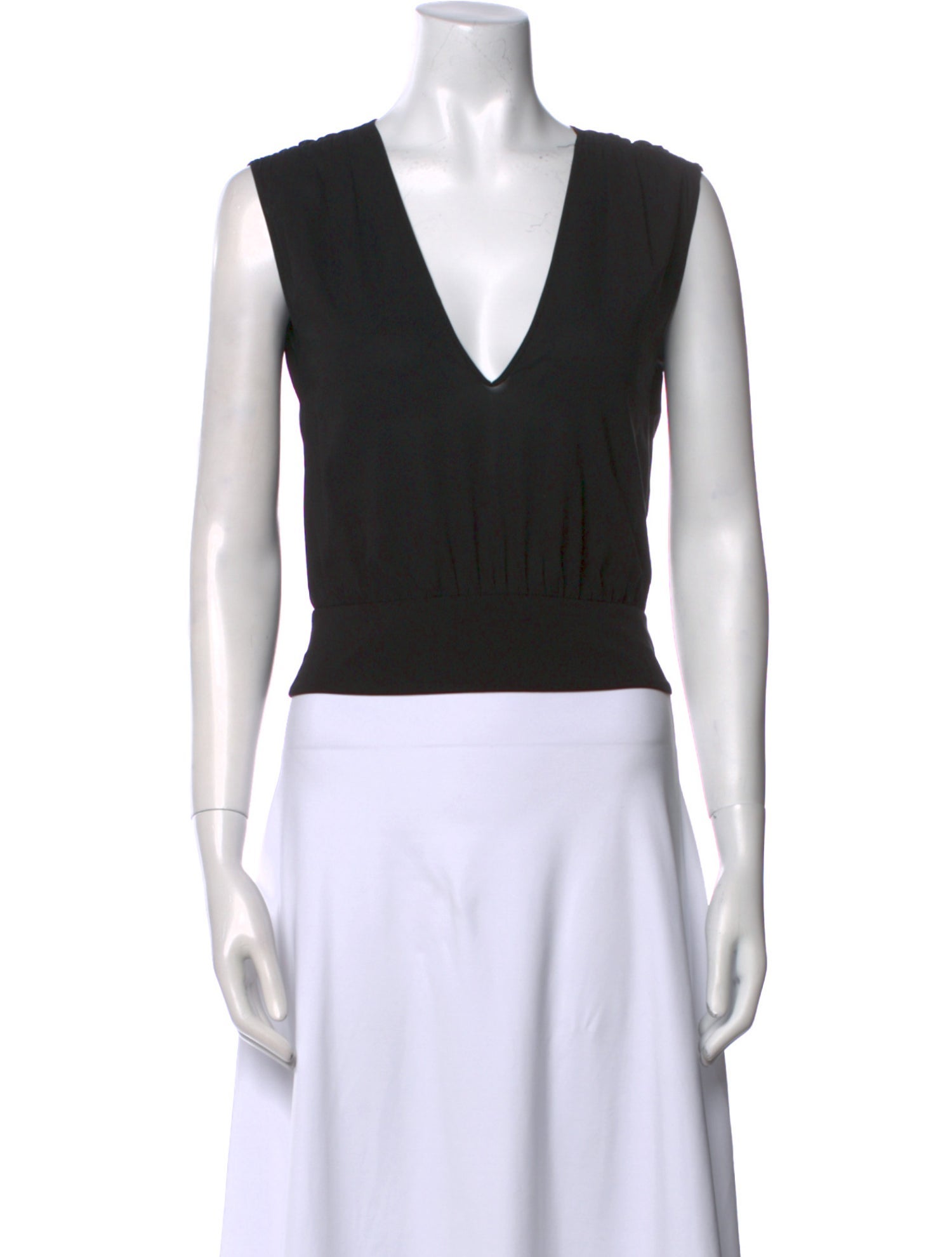 Alice + Olivia Silk V-Neck Crop Top