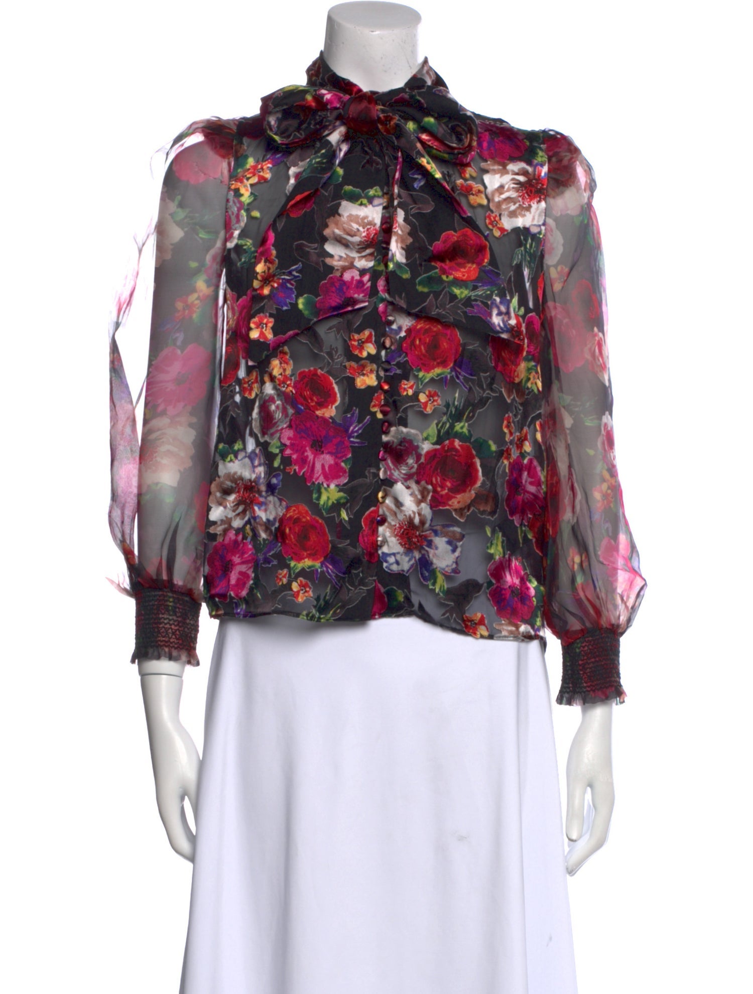Alice + Olivia Silk Floral Print Blouse