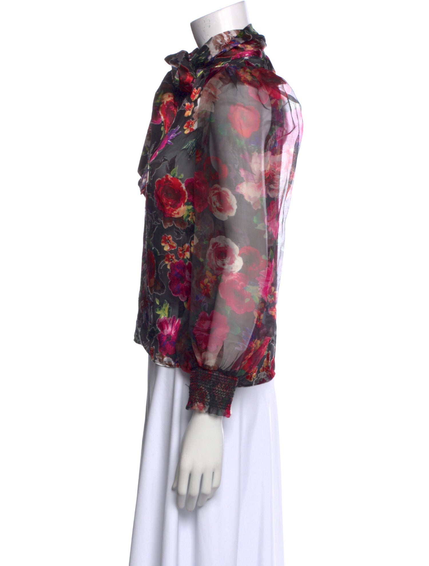 Alice + Olivia Silk Floral Print Blouse