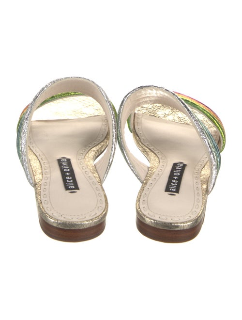 Alice + Olivia Leather Animal Print Slides