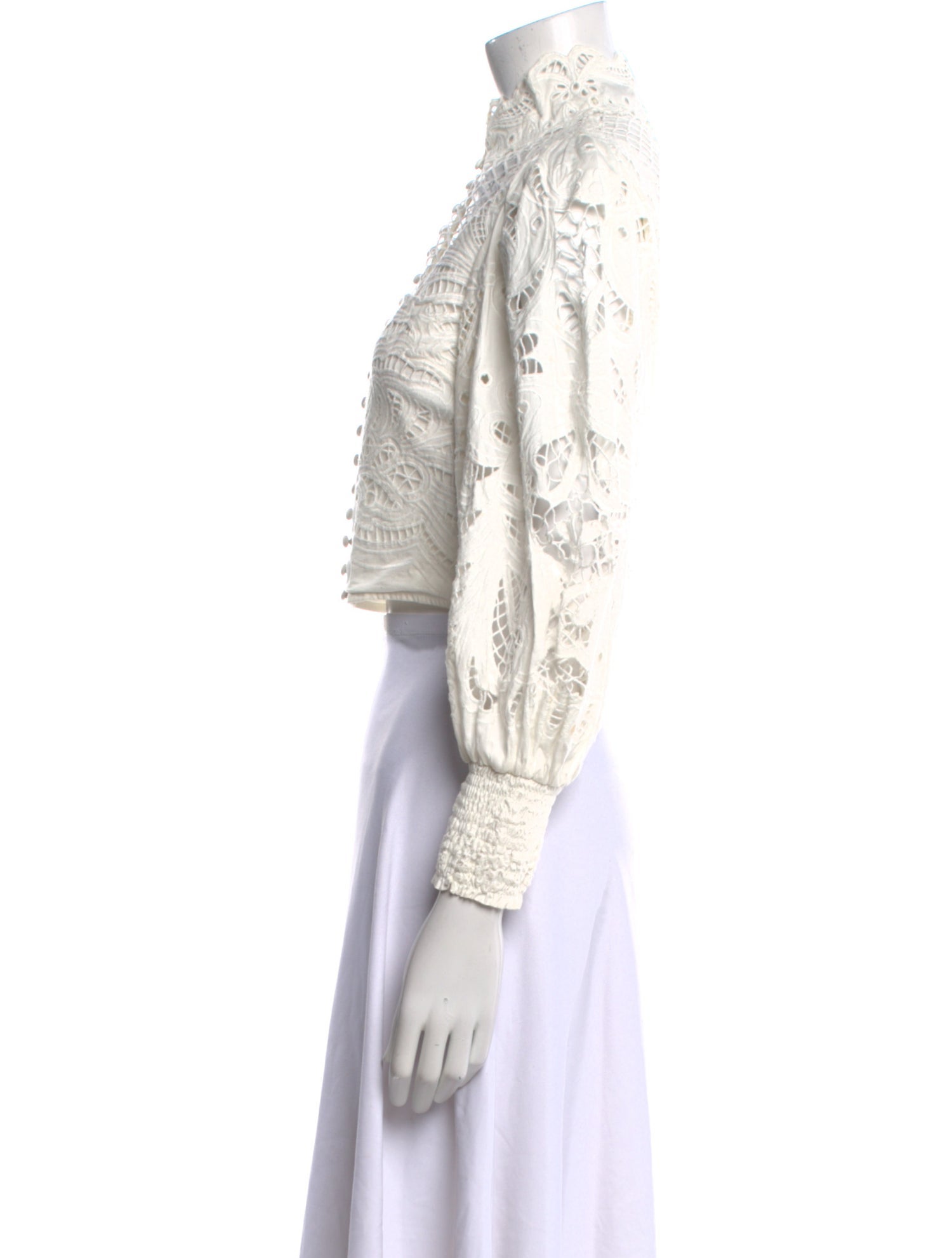 Alice + Olivia Lace Pattern Mock Neck Crop Top