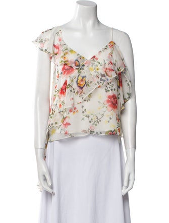 Alice + Olivia Silk Floral Print Crop Top