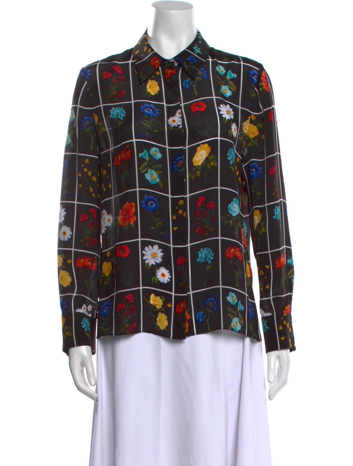 Alice + Olivia Silk Printed Button-Up Top