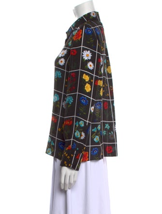 Alice + Olivia Silk Printed Button-Up Top